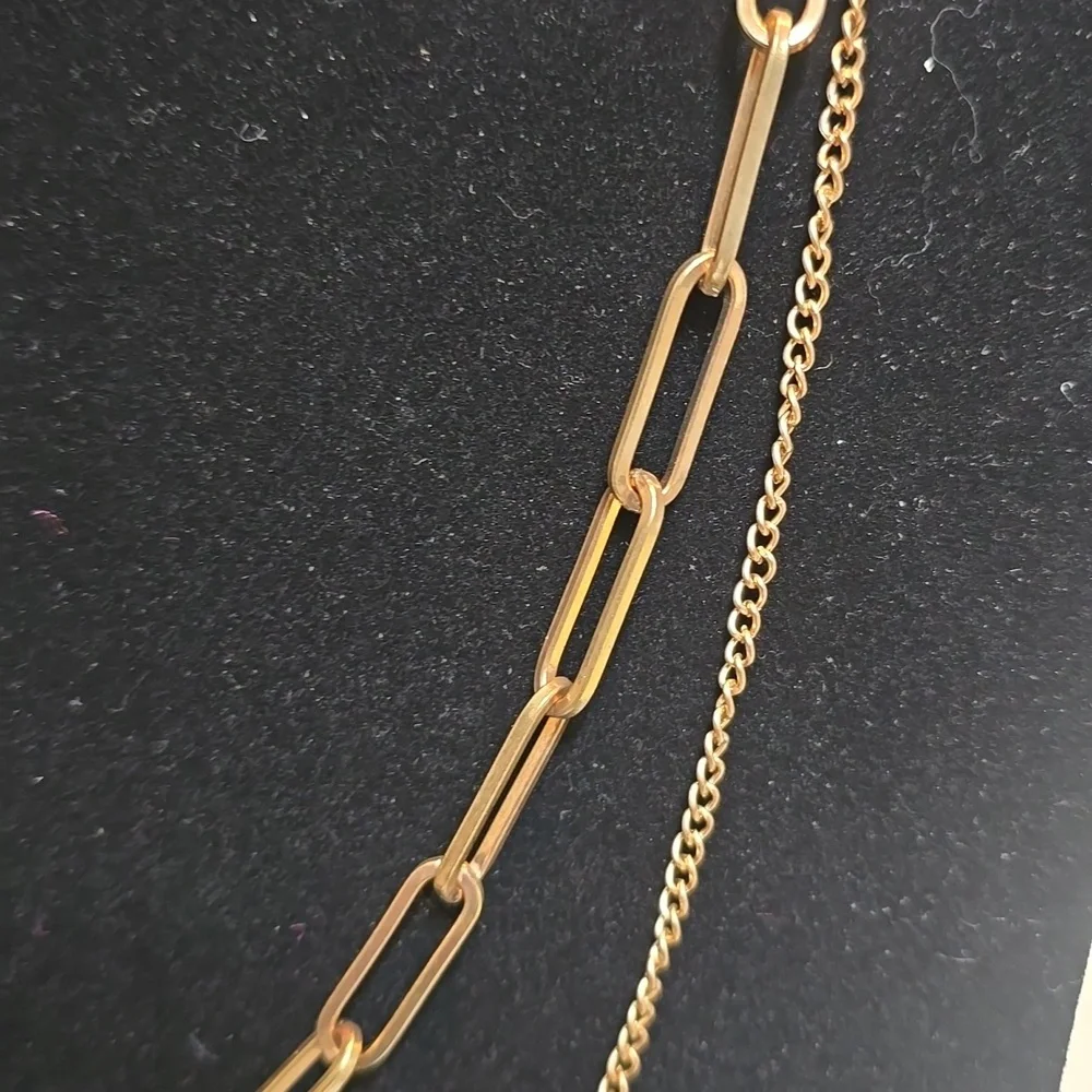 Gold Layered Necklace with Paperclip Chain - Picture 2 of 3